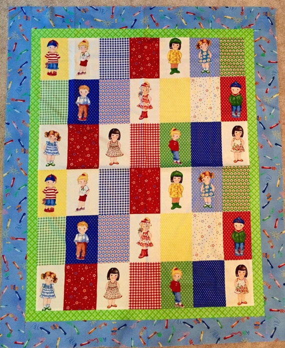 items-similar-to-fabric-paper-doll-quilt-easy-quilt-kit-top-binding-backing-fons-porter