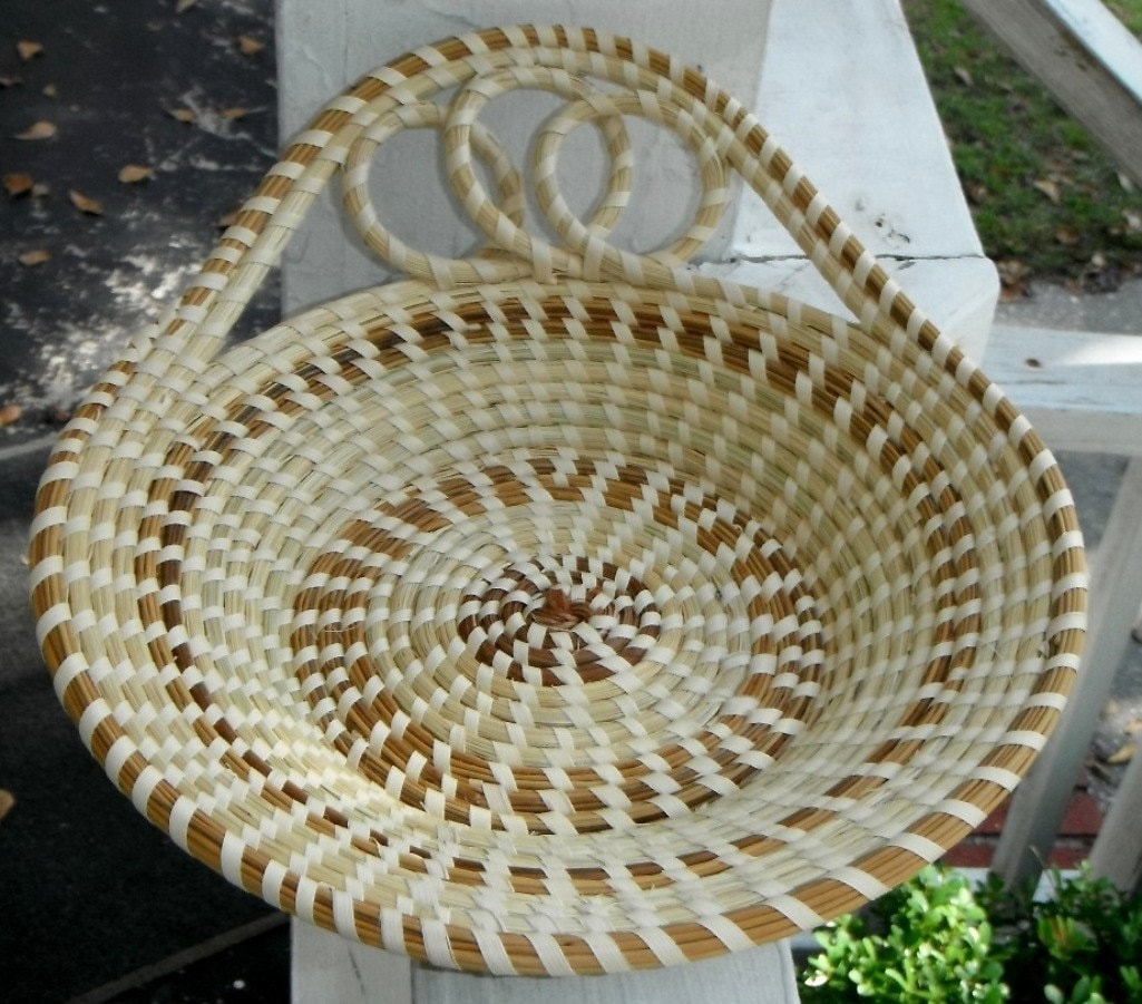 Gullah Sweetgrass Basket Triple Loops Fruit / Bread