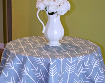 Blue Arrow Round Tablecloth - Premier Prints Cashmere Blue & White Archery Aztec Southwest Tribe - Choose Size