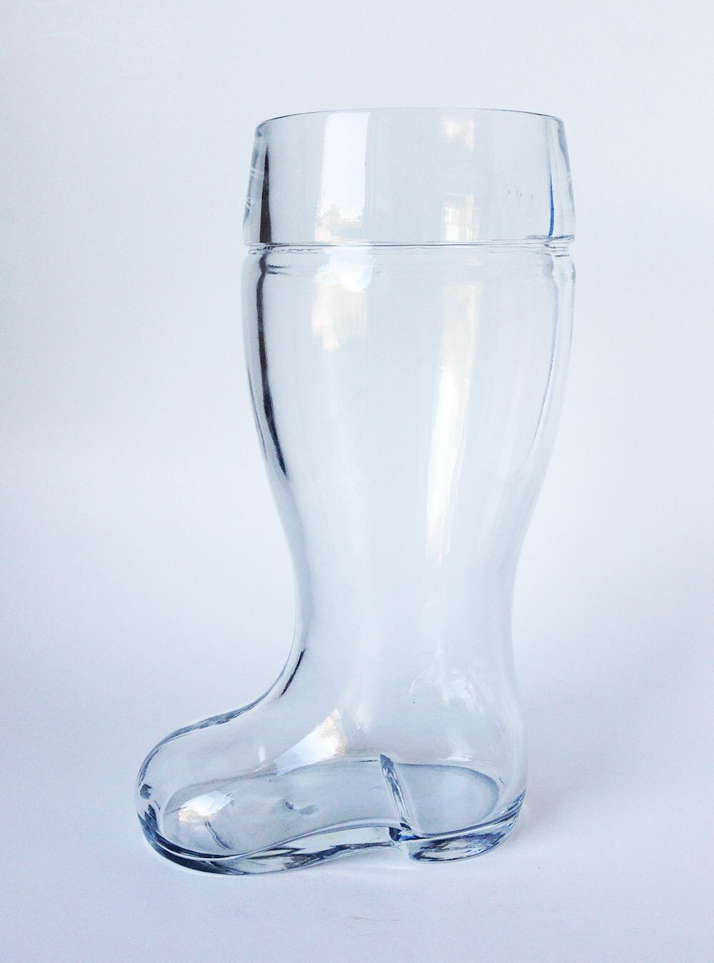 large glass boot mug