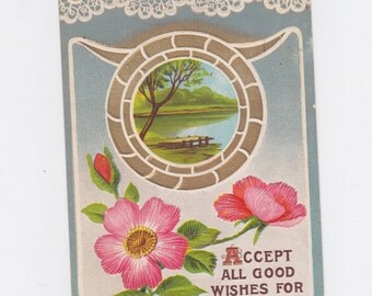 vintage 19?? best wishes post card