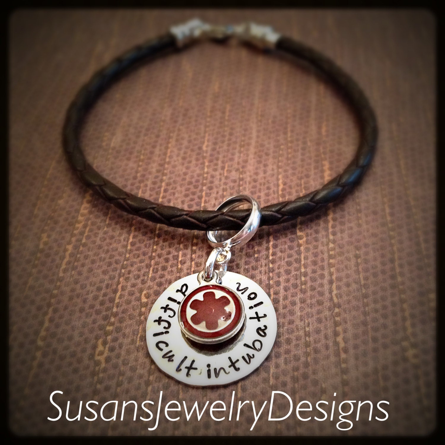 Medical Alert Bracelet Charm Holder sterling loop & 1 sided