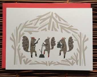 Squirrel Jug Band Greeting Card