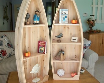 4 foot unfinished row boat shelf bookcase bookshelf hand crafted canoe nautical