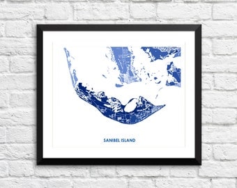 Sanibel Island Map Print. Choose the Colors and Size. Fun Florida Art. Perfect FL decor for your home or office.