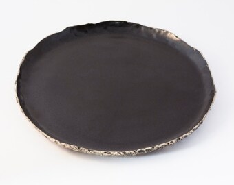 Black dinnerplate, black ceramic plate, Handmade dinner plate, stoneware plates, Organic dinnerware, Rustic plates, Tableware, Wedding gift