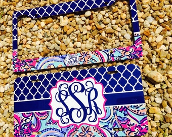 NEW! Monogram License Plate Frame - Lily Pulitzer Inspired - Monogram Car Tag Front License Plate Personalized Plate