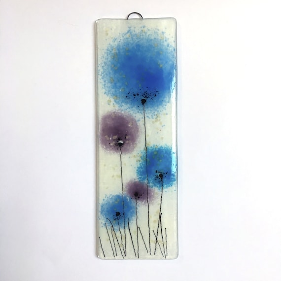 Blue and Purple Fused Glass  Wall  Art  Fused Glass  Wall  Art 