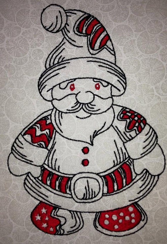 Christmas Santa Redwork Embroidery Design by PuddinsRetreat