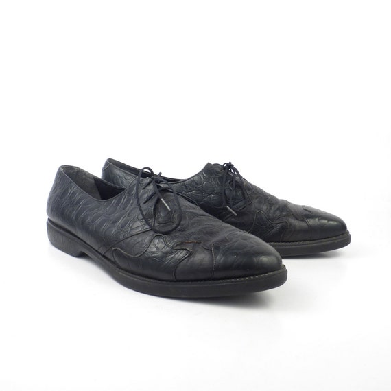 Black Creeper Shoes Vintage 1980s Mens Banana Blues Leather