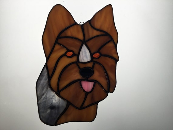 Yorkie in Stained Glass by robinsglassworld on Etsy