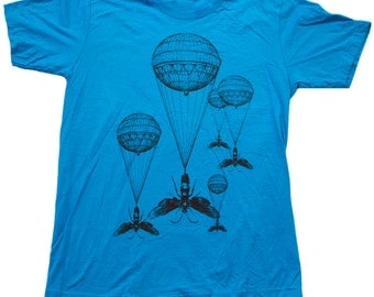Steampunk Hot Air Balloon Insect Teal T-Shirt - Teal - Available in XS, S, M, L, Xl and Xxl