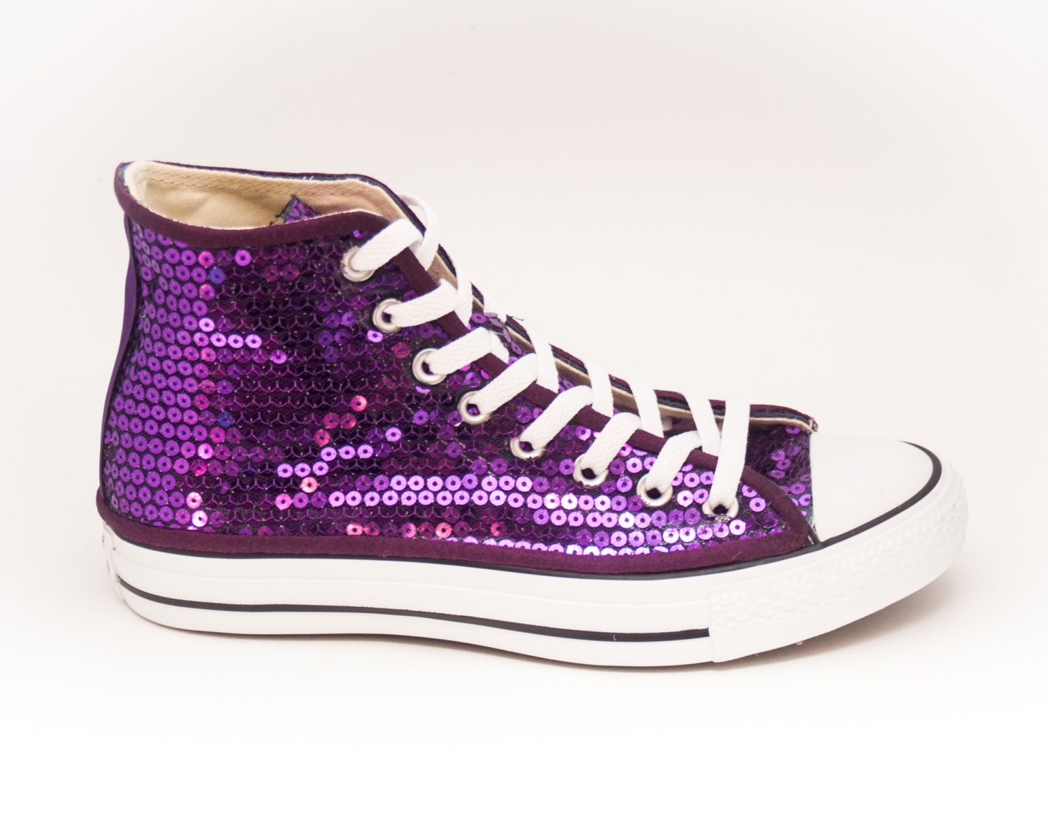 Sequin Grape Purple Sequin Converse All Star Hi Top Canvas