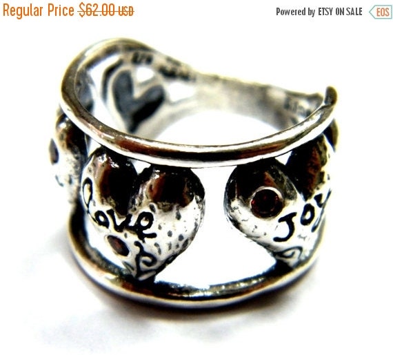 Sterling silver ring for woman , hippie ring, bohemian rings, scripture ring, Love Joy ring , heart jewelry, love jewelry