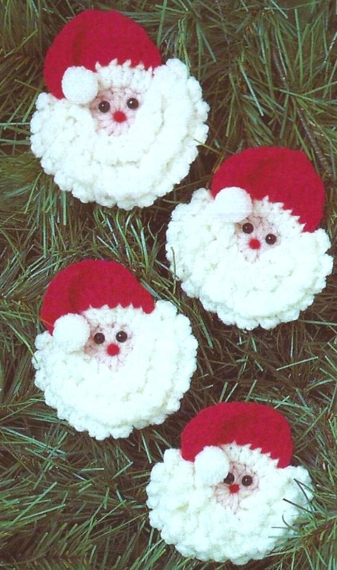 Vintage Crochet Pattern Santa Faces Father Christmas Face