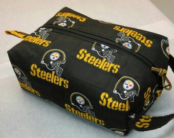 Pittsburgh Steelers handmade toiletry kit, shave kit, makeup bag, dopp kit
