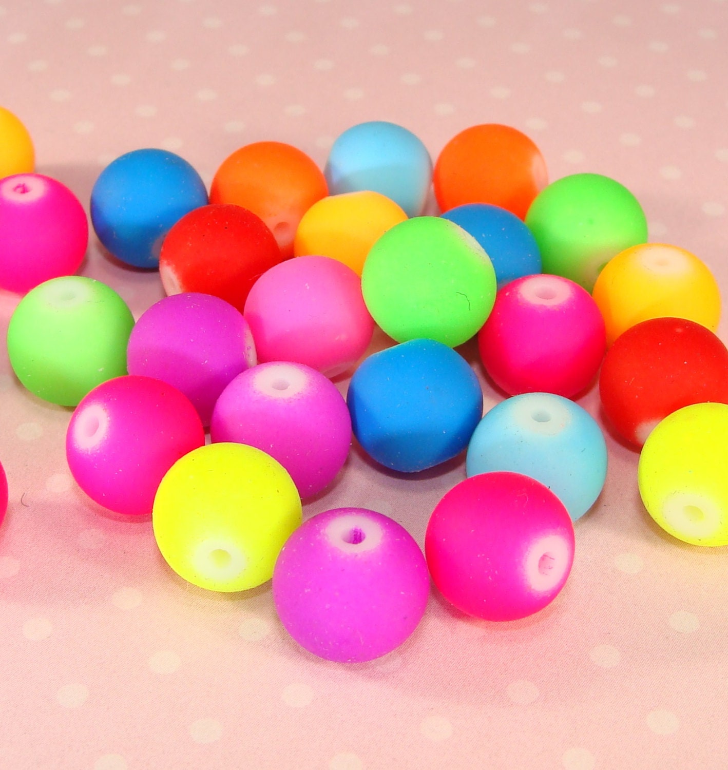 20 pcs 10mm Neon Glass Beads Assorted Colors Loose Jewelry