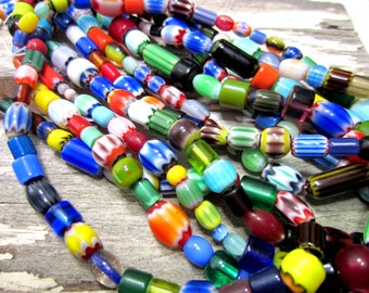 Venetian millefiori beads artisan beads abstract patterened glass beads 16 inch strand chevron beads lampwork beads Fm-B8