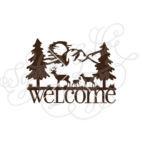Welcome Sign Deer Family SVG DXF PNG digital download file