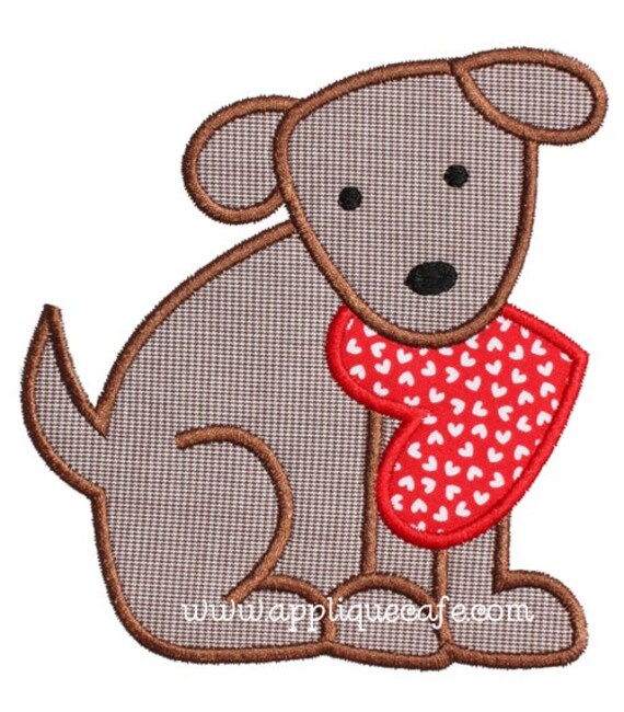 834 valentine dog 3 machine embroidery applique design
