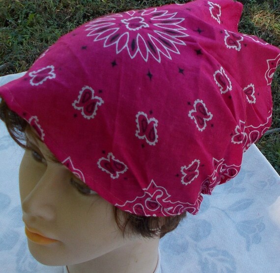 BRIGHT PINK Bandana HEADBAND Womens Ladies COTTOn Stretch Teen