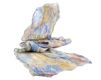 Cobweb Felted Scarf Wool Scarf Gift for Her Winter Scarf Spring Scarf Womens Scarf Pastel Scarf Winter Accessory in Beige Blue TAFA OOAK