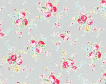 Flower Sugar Spring 2015 Pink Roses Cotton Fabric by Lecien 31130-90 Gray
