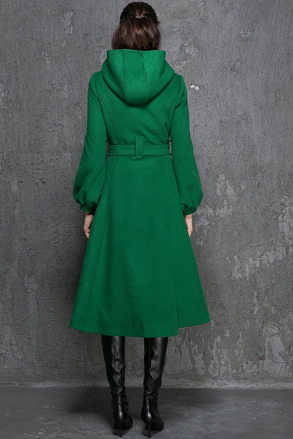 Winter Coat women Coats Green Wool Coat womens coats by xiaolizi