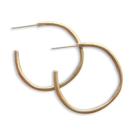 Handmade Bronze Hoop Earrings Ancient Bronze Post Hoops Urban Gypsy