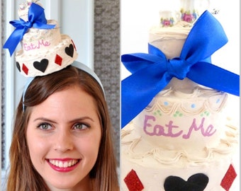 Alice in wonderland Cake Fascinator, Alice in wonderland cake hat, Alice in wonderland hat, Alice in wonderland tea party Fascinator