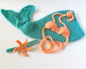Baby Mermaid Outfit - Crochet Mermaid Tail - Mermaid Blanket - Newborn Crochet Outfit - Mermaid Outfit - Baby Mermaid - Newborn Mermaid