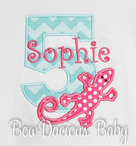 Lizard Birthday Shirt, Gecko Shirt, Girls Birthday Shirt, Custom Birthday Shirt, Any Age, Custom Fabrics and Font Il_570xn