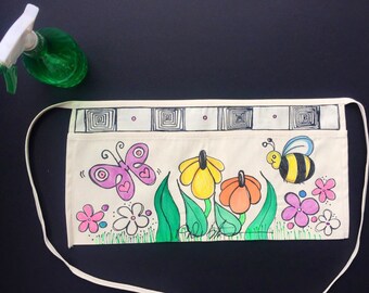 Garden Design Waist Apron, Clothing & Accessories, Waitress apron, Teacher apron, Money apron, Waist apron with three pockets, Utility apron