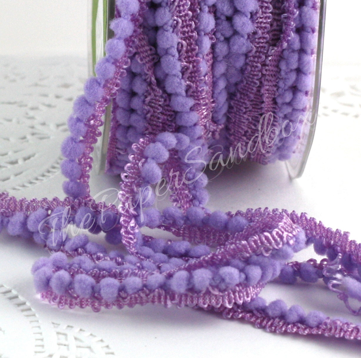 Lavender Mini Pom Pom Trim 1/8 Ribbon by the yard