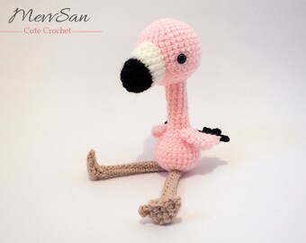 Crochet PATTERN PDF - Amigurumi Flamingo - crochet animal pattern, amigurumi bird pattern, cute crochet flamingo plush, bird softie,