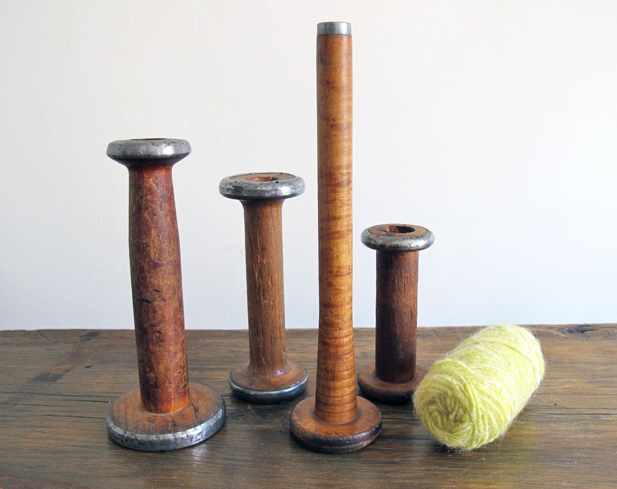 Set of Vintage Wooden Spools