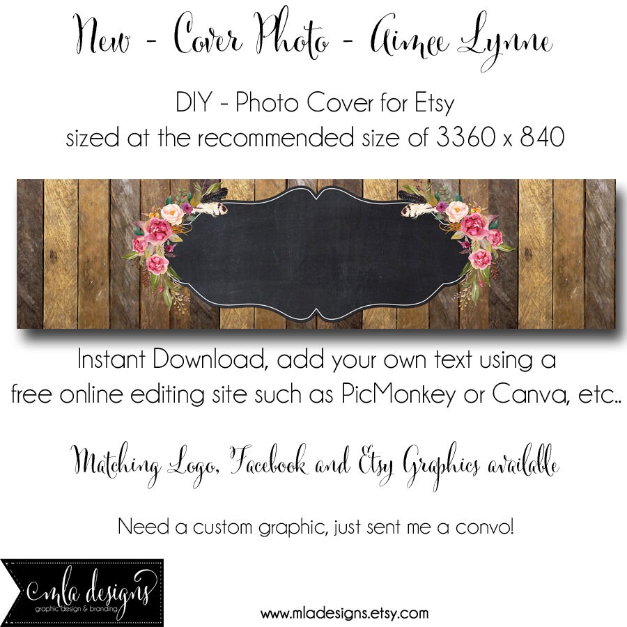 DIY Etsy Cover Photo Add your own Text Instant Download