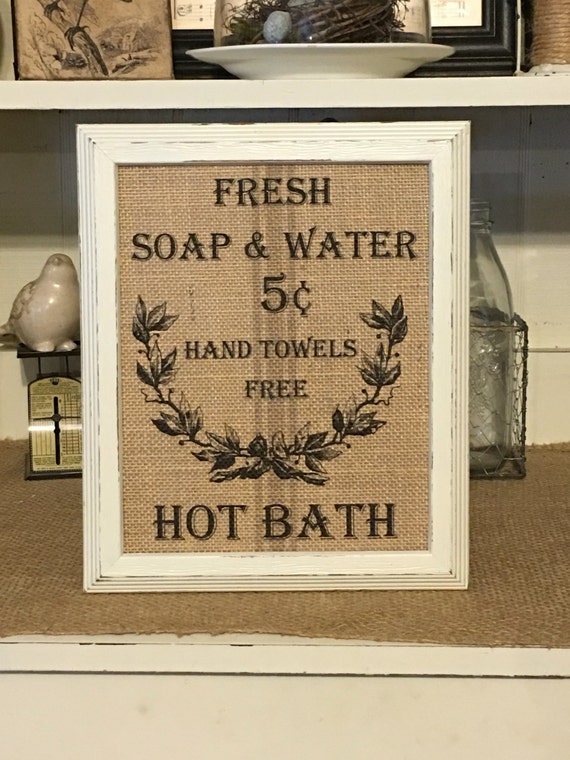 Farmhouse DecorHot Bath Burlap Print Bathroom Decor Rustic