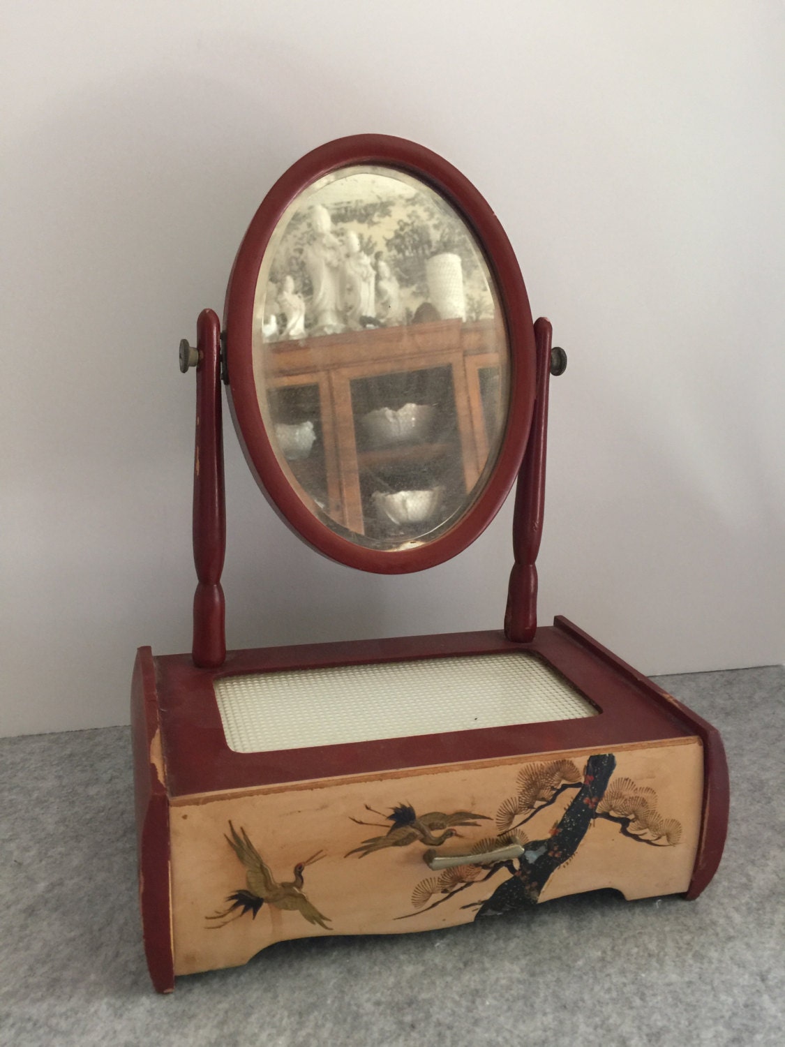 Vintage Japanese Lacquer Kyodai Tansu Mirrored Vanity