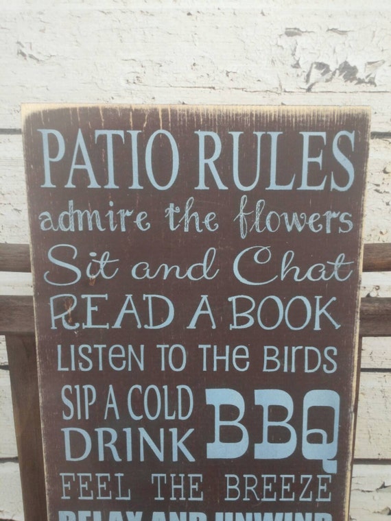 Patio Rules Sign Vintage Style custom Patio rules sign Porch rules Deck