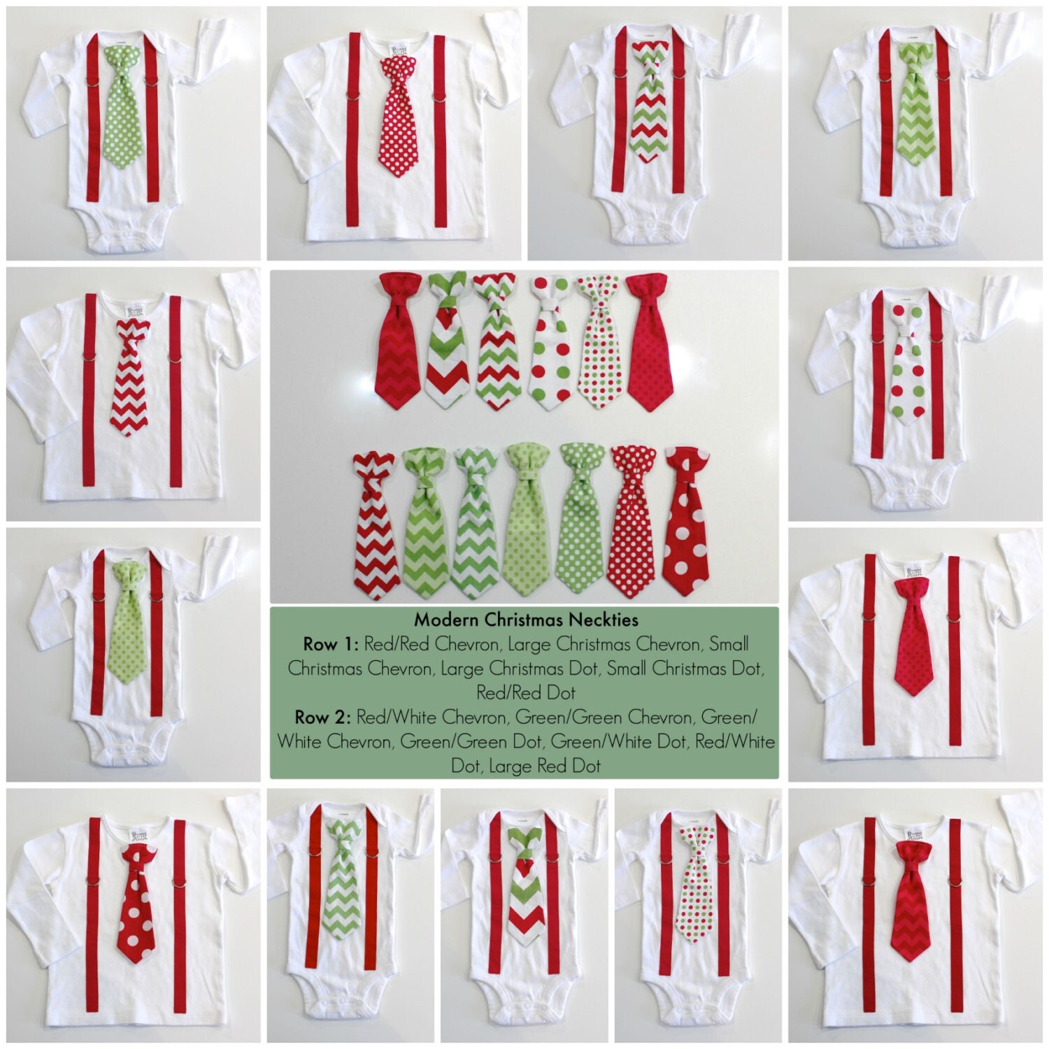 Baby Boy Christmas Outfit. Chevron Tie and suspender outfit