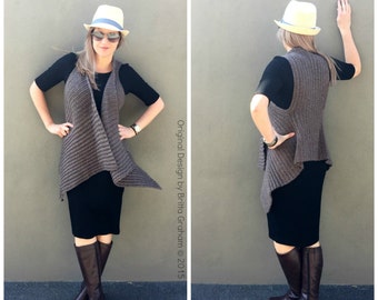 Easy Crochet Vest Pattern Waterfall Style No.933 Digital ePattern Instant Download