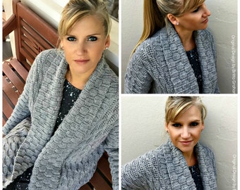 Autumn Leaves Crochet Cardigan Pattern for Women Open Style with Shawl Collar No.925 Digital ePattern Instant Download