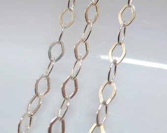 3 ft feet, 3.6x2.6mm, Hammered Flat 925 Sterling Silver Diamond Cable Designer Chain, Anti Tarnish