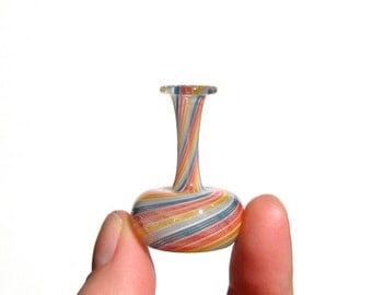 Rainbow Stripes Miniature Bottle, Hand Blown Glass