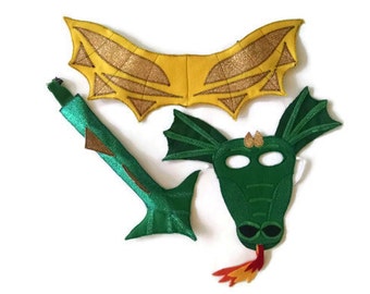 Dragon Costume, Dragon Mask, Dragon Tail, Dragon Wings, Kids Mask, Child Mask, Dress Up, Children's Halloween Costume, Adult Mask