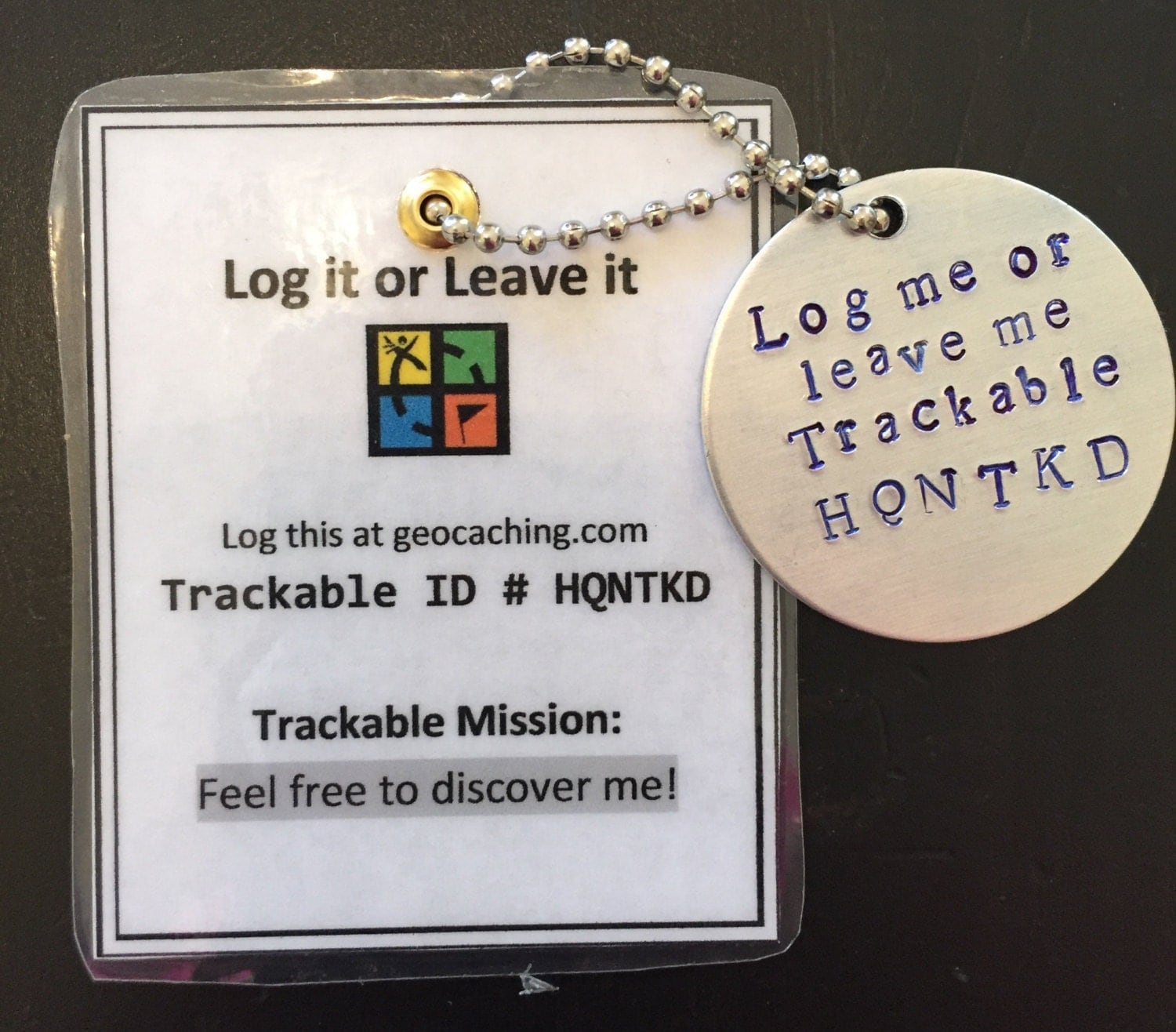 Geocaching Geocoin travel bug / trackable proxy by shoelace