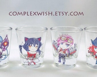 league of legend shot glass Jinx, Ahri, Vi, Ms. Fortune - 1.5oz