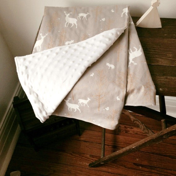 Deer Baby Blanket Woodland Nursery Grey by thebirdandelephant