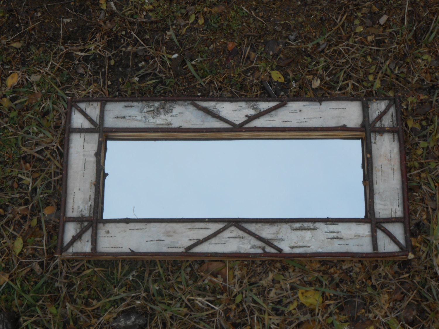Beautiful Rustic Birch Bark Log Cabin Mirror Custom Work